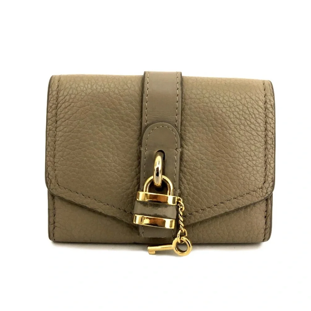 🔥Chloe🔥 Paddington 🔒 Taupe Pebble Leather Wallet - Picture 2 of 10